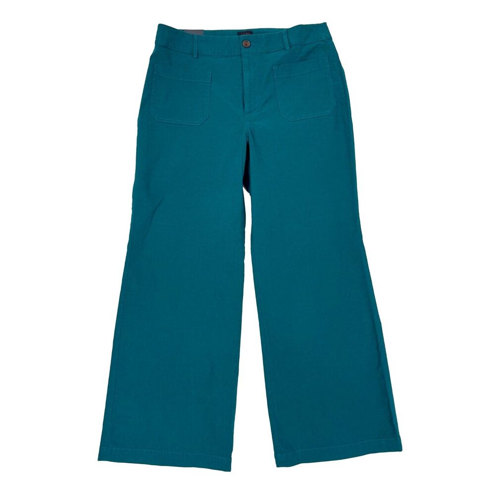 J.CREW Lizzie High Rise Linen Cotton Patch Pocket Wide Pant 30P Dk Teal NWT B57